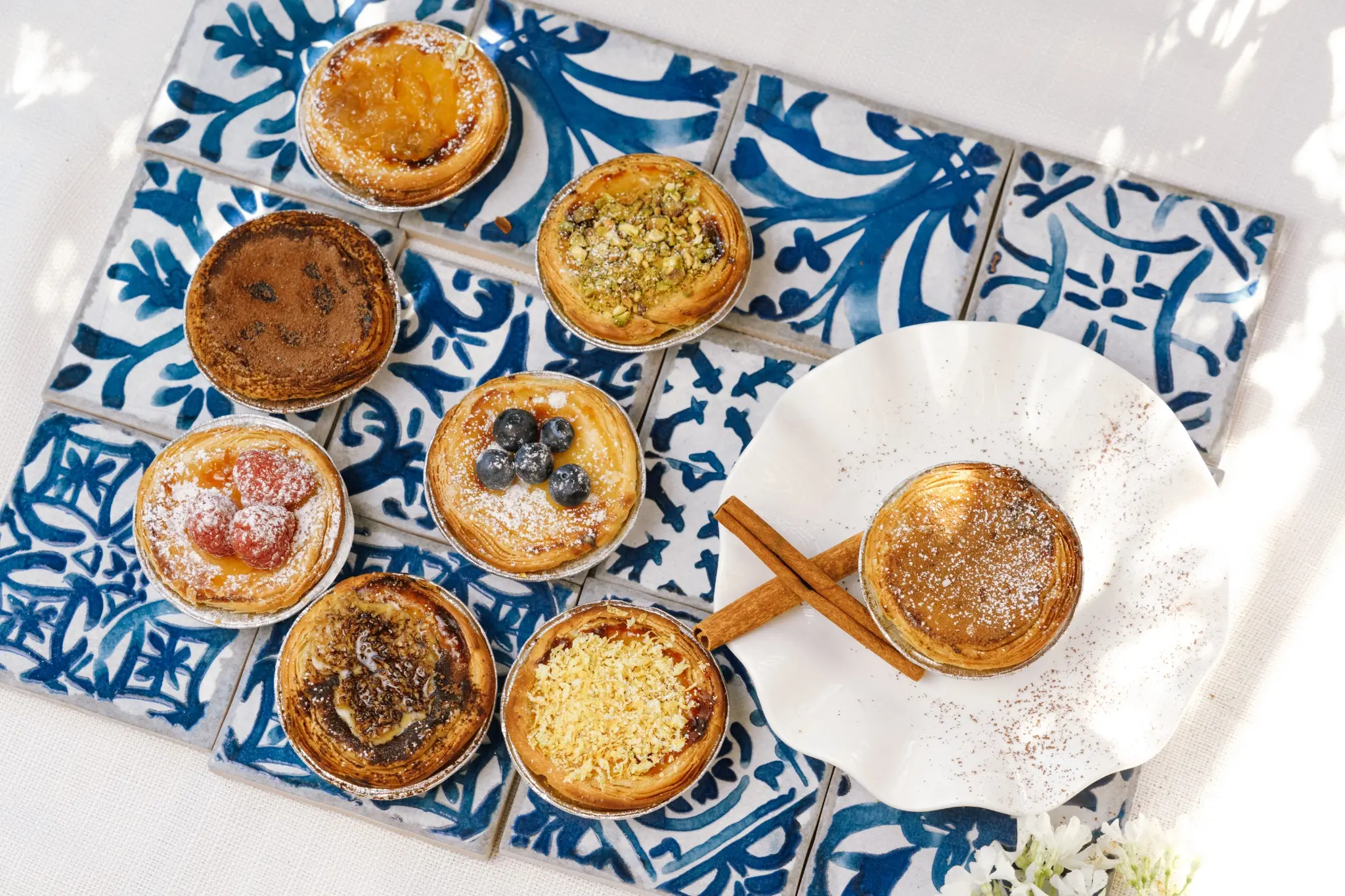 An assortment of Mostly Sunny Portuguese custard tarts